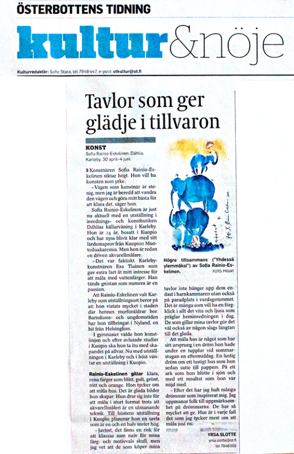 Kokkola-Pietarsaarelainen ruotsinkielinen lehti teki minusta haastattelun.